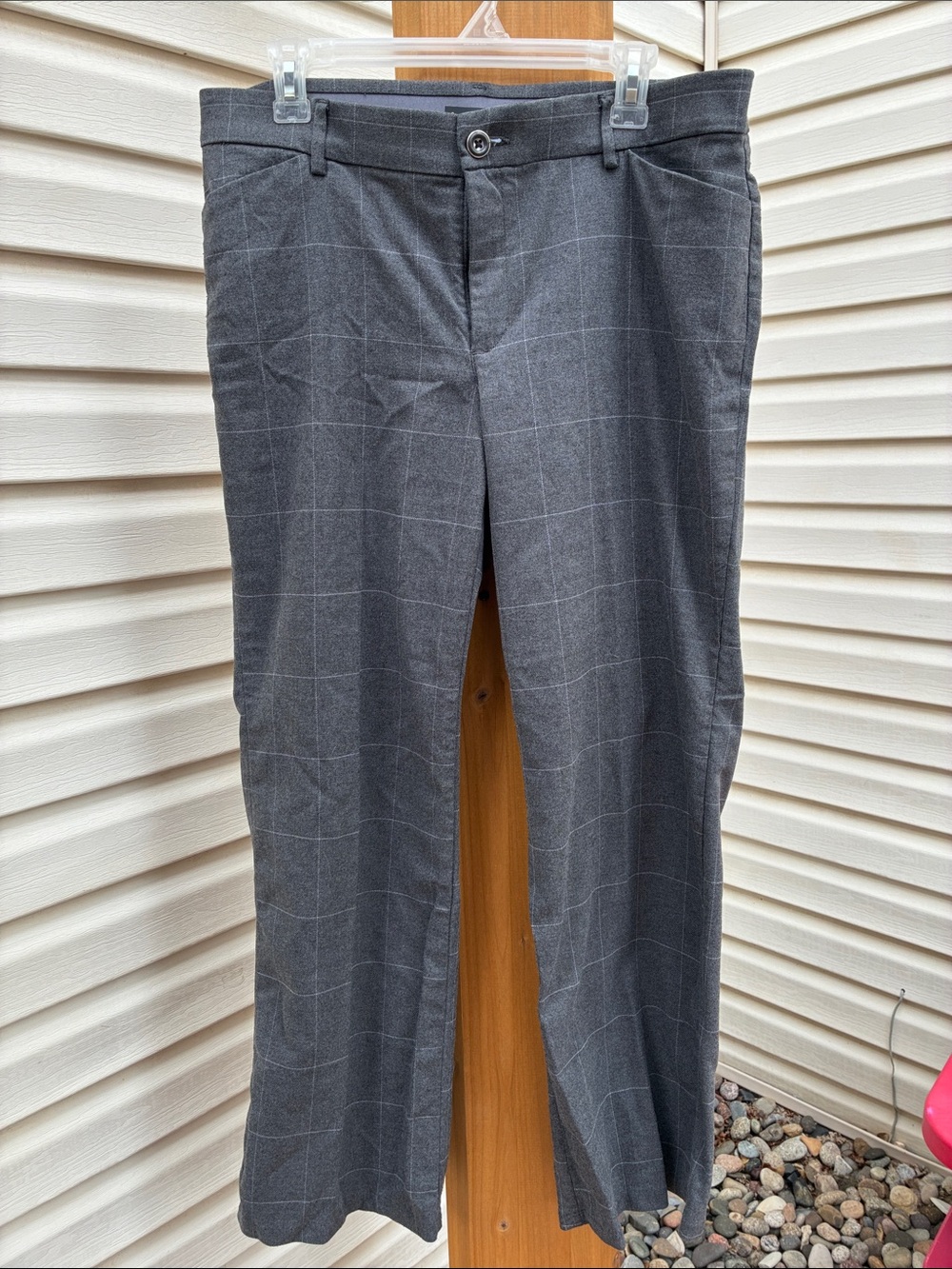 Lee Women’s Charcoal Gray Windowpane Dress Pants size 12 Short